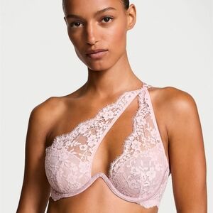 Victoria's Secret Pink Rhinestone and Lace Asymmetrical Bra